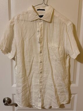 Rodd & Gunn Short-Sleeve Linen Button-Down Shirt in Cream